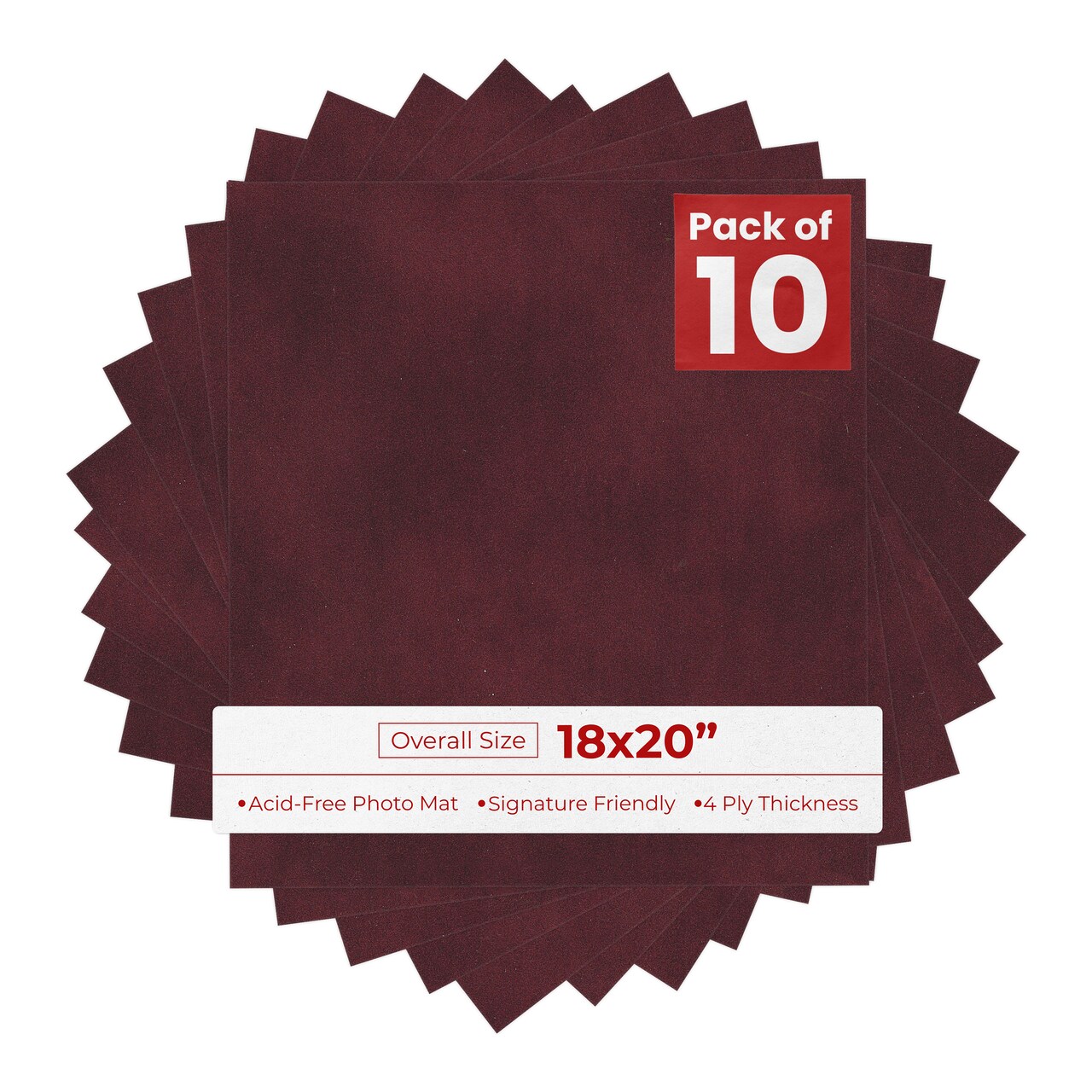 Dark Red Suede 18x20 Uncut Mat Board - Blank Sheets, No Opening